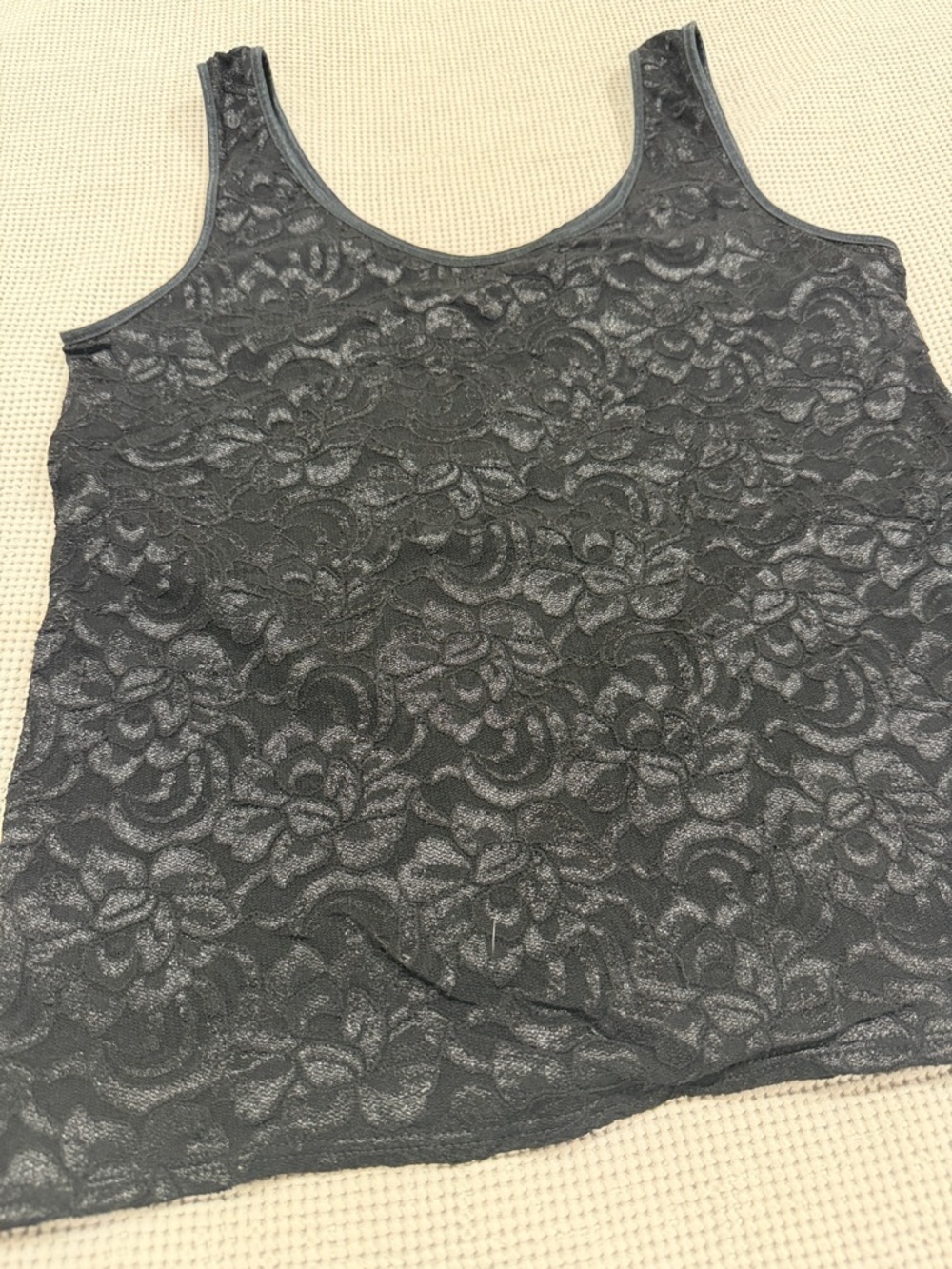 Cuddl Duds Charcoal Gray Lace Overlay Camisole